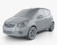 Opel Agila 2012 3d model clay render