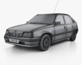 Opel Kadett E 掀背车 5门 1991 3D模型 wire render