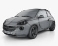 Opel Adam 2016 3D模型 wire render