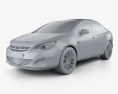 Opel Astra J 轿车 2014 3D模型 clay render