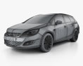 Opel Astra J sports tourer 2014 3d model wire render