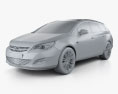 Opel Astra J sports tourer 2014 3d model clay render