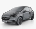 Opel Corsa (E) 3-door 2017 3d model wire render