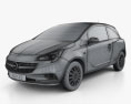 Opel Corsa (E) 3-door with HQ interior 2017 3d model wire render