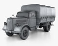 Opel Blitz Pritschenwagen 1940 3D-Modell wire render