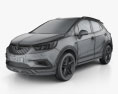Opel Mokka X HQインテリアと 2020 3Dモデル wire render