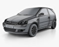Opel Corsa 3ドア 2006 3Dモデル wire render