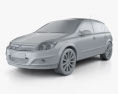 Opel Astra 해치백 2010 3D 모델  clay render