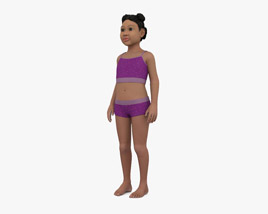 Kid Girl African-American 3D model