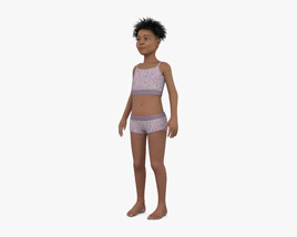 African-American Child Girl Modèle 3D
