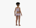 African-American Child Girl Modèle 3d