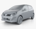 Perodua Axia 2017 3d model clay render