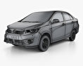 Perodua Bezza 2017 3D模型 wire render