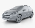 Peugeot 207 2010 3d model clay render