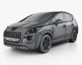 Peugeot 3008 2010 3D模型 wire render