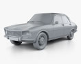 Peugeot 504 sedan 1970 3d model clay render