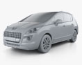 Peugeot 3008 hybrid 2015 3d model clay render