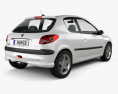 Peugeot 206 掀背车 3门 2010 3D模型 后视图