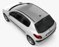 Peugeot 206 掀背车 3门 2010 3D模型 顶视图