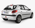 Peugeot 206 掀背车 5门 2010 3D模型 后视图