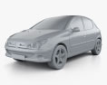 Peugeot 206 掀背车 5门 2010 3D模型 clay render