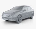 Peugeot 206 sedan 2010 3D-Modell clay render