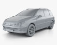 Peugeot 206 SW 2010 3D-Modell clay render