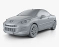 Peugeot 207 CC 2012 3d model clay render