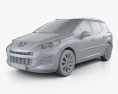Peugeot 207 SW 2012 3d model clay render