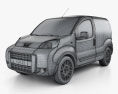 Peugeot Bipper Kastenwagen 2014 3D-Modell wire render