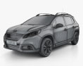 Peugeot 2008 2016 3D 모델  wire render