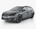 Peugeot 308 SW 2016 3D模型 wire render