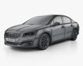 Peugeot 508 세단 2017 3D 모델  wire render