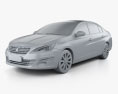 Peugeot 408 (CN) 2017 3D模型 clay render