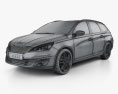 Peugeot 308 SW with HQ interior 2016 3d model wire render