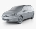 Peugeot 807 2011 3d model clay render
