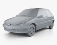 Peugeot 106 Electric 3-door 1996 3d model clay render