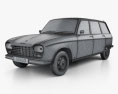 Peugeot 204 Break 1966 3D модель wire render