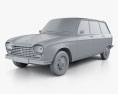 Peugeot 204 Break 1966 3D модель clay render