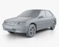 Peugeot 306 5-door hatchback 1997 3d model clay render