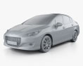Peugeot 308 (CN) 2015 3Dモデル clay render