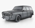 Peugeot 403 Familiale 1956 3Dモデル wire render
