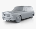 Peugeot 403 Familiale 1956 3D 모델  clay render