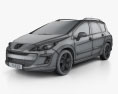 Peugeot 308 SW 2011 3D模型 wire render