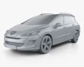 Peugeot 308 SW 2011 Modello 3D clay render