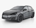 Peugeot 308 GTi 2018 3D模型 wire render