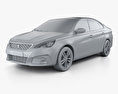 Peugeot 308 세단 2020 3D 모델  clay render