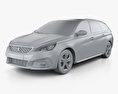 Peugeot 308 SW GT Line 2020 3D модель clay render