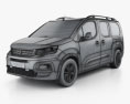 Peugeot Rifter Long 2021 3D模型 wire render