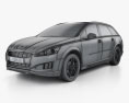 Peugeot 508 RXH HQインテリアと 2017 3Dモデル wire render